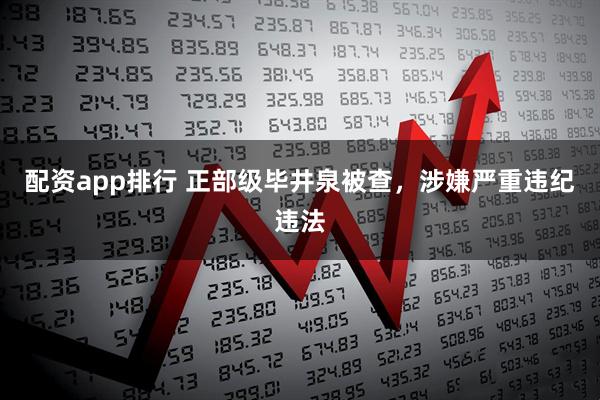 配资app排行 正部级毕井泉被查，涉嫌严重违纪违法