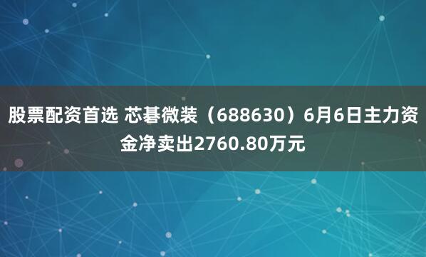 股票配资首选 芯碁微装（688630）6月6日主力资金净卖出2760.80万元