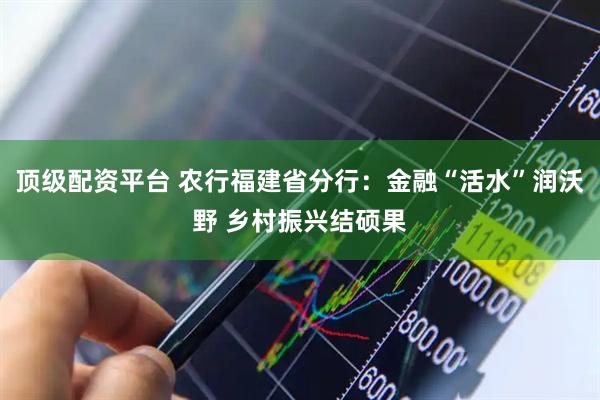 顶级配资平台 农行福建省分行：金融“活水”润沃野 乡村振兴结硕果